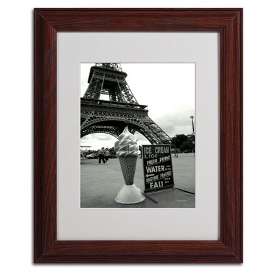 Eiffel Tower Ice Cream Cone Black and White Framed Canvas Art