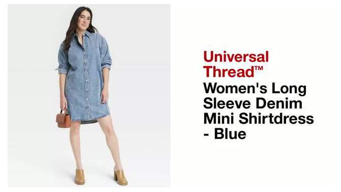 Women's Long Sleeve Denim Mini Shirtdress - Universal Thread™ Blue, 2 of 7, play video