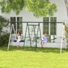 DSVIMOY Swing Set for Backyard, 5-in-1 Outdoor Playset for Kids, with Saucer Swing, Slide, Swing Seats, Green, 162.2"*70.9"*79.5" - 2 of 4