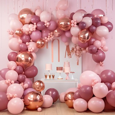 PartyWoo Balloons Boho Pink Metallic Rose Gold 18 12 10 5 Inch 140 pcs