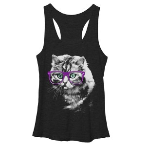 Women's Lost Gods Cat Eye Glasses Racerback Tank Top - 1 of 3