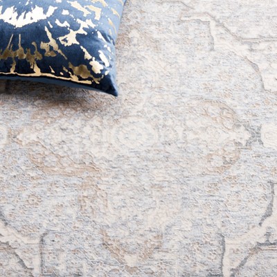 Luxe Light Blue Hand-Knotted Viscose Square Area Rug