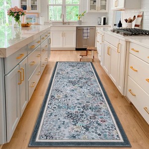 Floral Area Rugs Machine Washable Rugs for Bedroom Non Slip Farmhouse Flower Rustic Rugs for Living Room - 1 of 4