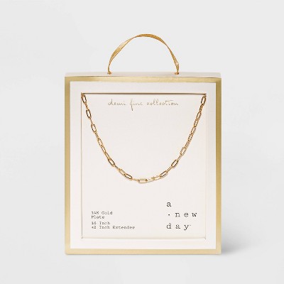 14K Gold Plated 16&#34; Paperlink Chain Necklace - A New Day&#8482;