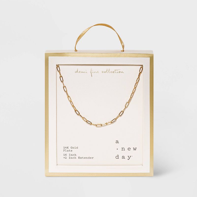 14K Gold Plated 16&#34; Paperlink Chain Necklace - A New Day&#8482;, 5 of 11