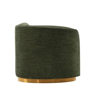 Olive Green Linen 132" 2-Piece Sectional Sofa with Golden Base