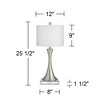360 Lighting Gerson Modern Table Lamps Set of 2 with Square Risers 25 1/2" High Brushed Nickel Dimmers LED White Drum Shade for Bedroom Living Room - 4 of 4