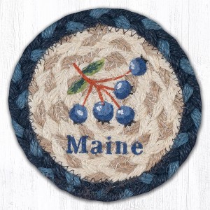 Earth Rugs Blueberry Maine Printed Coaster – 5"x5" Rustic Jute Accent with Fruit Theme Design - 1 of 3