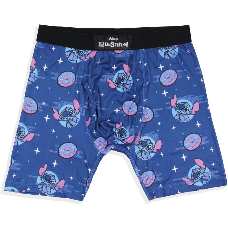 Disney Mens' Lilo and Stitch Donuts Tag-Free Boxers Underwear Boxer Briefs Blue, 1 of 4