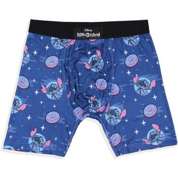 Disney Mens' Lilo and Stitch Donuts Tag-Free Boxers Underwear Boxer Briefs Blue