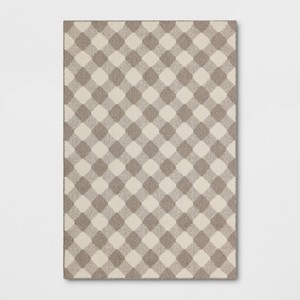 Gingham Washable Rug Heathered Gray/Ivory - Threshold™ - 1 of 4