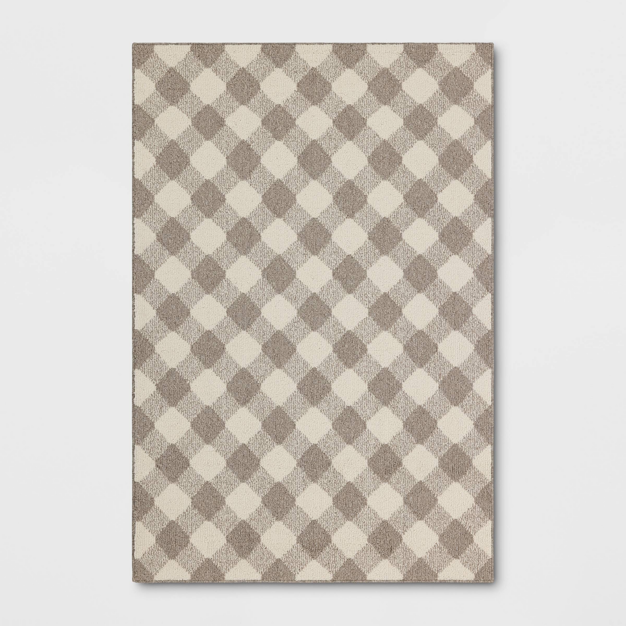 4'x6' Gingham Washable Area Rug Heathered Gray/Ivory - Threshold™