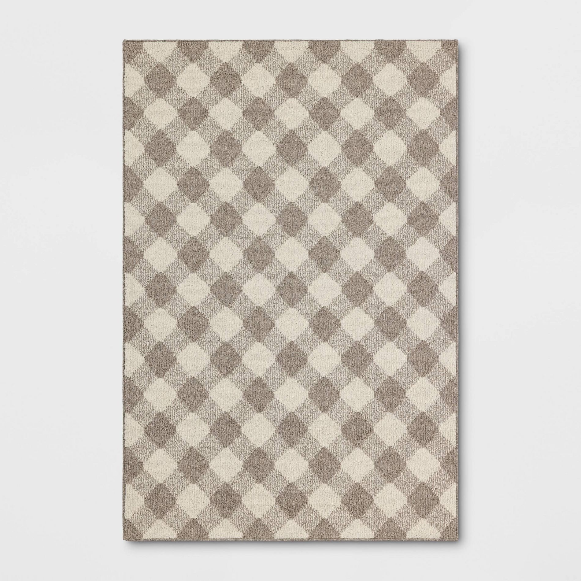 4'x6' Gingham Washable Area Rug Heathered Gray/Ivory - Threshold™