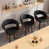 Bekrvio 26" Mid Century Modern Swivel Counter Height Bar Stools Set of 1/2/3/4 - PU Leather Upholstered,Walnut Bent Wood Legs for Kitchen Island - 3 of 4