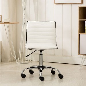 CAVINAS Mid-Back Home Office Desk Chairs, Faux Leather Adjustable Office Chair with 360° Swivel & Wheels, Ergonomic Office Chair, Armless Desk Chair - 1 of 4