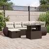 vidaXL 7 Piece Patio Sofa Set with Cushions - Brown and Cream without Storage - 2 of 4
