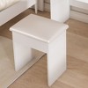 LIVAREEmlen Modern Mini Dressing Table with Mirror & Hidden Storage,Includes Padded Stool,Adjustable Brightness Vanity Desk,Multi-tier Shelves,White - 3 of 4