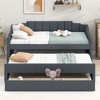 PAGED Twin Size Upholstered Daybed 81" L Modern Wooden Bed Frame with Trundle and 3 Storage Drawers for Bedroom, Living - 2 of 4