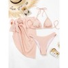 Womens Bikini Sets Tiny Hollow Textured Swimwear with Bottom Cover Ups 3 Piece Bikini Sets Spaghetti Strap Swimwear - 4 of 4