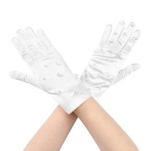 INSPIRE CHIC Women's Pearl Lace Full Finger for Bridge Wedding Party Dating Prom Dress Gloves 1 Pair - 1 of 4