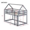 NicBex Twin Over Twin Rubber Wood Floor Bunk Bed,House-Shaped-Bunk Bed Frame with Ladder and Safety Guardrail for Kids Teens Dorm Rooms - 3 of 4