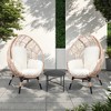 FURNIinspire Patio Seating Sets 3 Pieces Patio Egg Chairs With Black Side Table, Rattan Egg Chairs With Beige Cushion, Natural Color, 34“*37”*54“ - 2 of 4