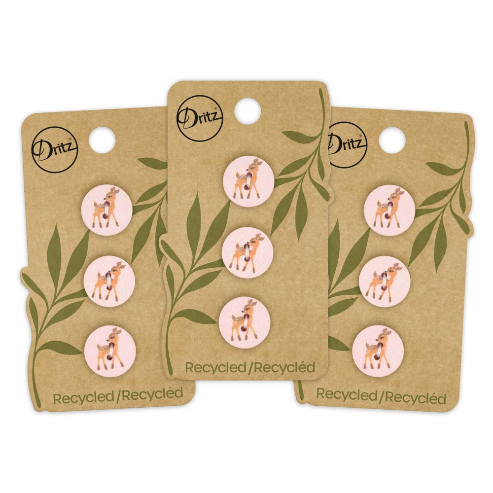 Dritz 15mm Recycled Cotton Deer Buttons Light Pink: Sewing Fasteners, Plastic, 9 Pieces, Art & Stationery