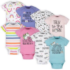 Onesies Brand Baby Girls' Short Sleeve Bodysuits, 8-pack - 1 of 4