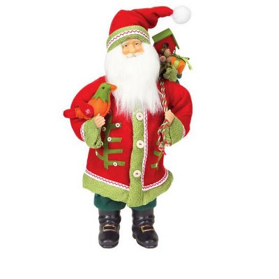 Northlight 20" Red and Green Santa Claus with Bird Christmas Tabletop Figurine