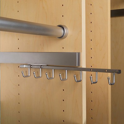 Chrome 14'' Sliding Belt and Accessory Rack with 7 Hooks