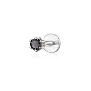 Pure Collection by Ross-Simons Black Diamond-Accented Single Flat-Back Stud Earring in Sterling Silver - 1 of 4