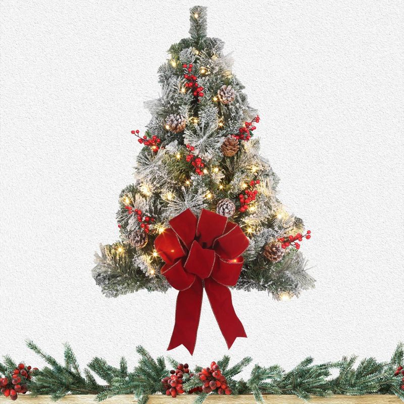 Haute D&#233;cor 28&#34; Pre-lit Frosted Hanging Artificial Christmas Tree, 3 of 4
