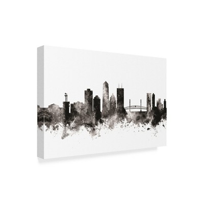 Trademark Fine Art -Michael Tompsett 'Jacksonville Florida Skyline Black White' Canvas Art