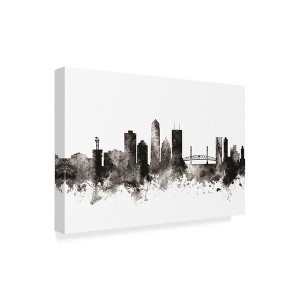 Trademark Fine Art -Michael Tompsett 'Jacksonville Florida Skyline Black White' Canvas Art - 1 of 4