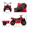 6V Electric Ride-On Quad Bike with Back Trailer, Forward/Reverse & Wear-Resistant Wheels for Toddlers, Red - 3 of 4