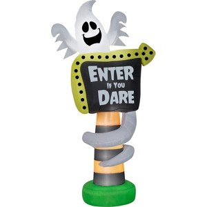 Gemmy Airblown Inflatable Ghost Trick or Treat Sign, 8 ft Tall, White - 1 of 2