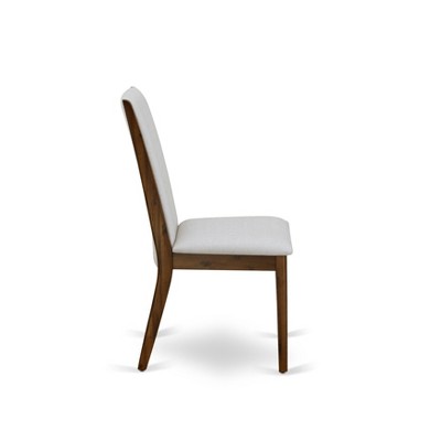 Gray Linen Upholstered Parsons Dining Chairs with Walnut Finish - Set of 2