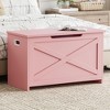 30 Inch Wooden Storage Bench with Safety Hinge, Large Shoe Storage Chest, Easy Assembly - 2 of 4