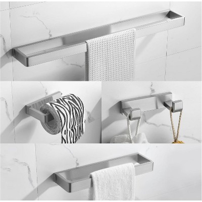 4-Piece Bathroom Hardware Set Brushed Nickel Towel Bar Set Premium Stainless Steel Bath Towel Holder Sets Towel Racks Wall Mounted