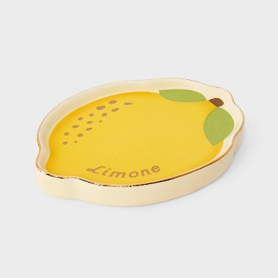 Lemon Ceramic Jewelry Tray - A New Day™ Yellow: Ceramic Storage for Accessories, 18+ Years, 5.62"x4.25"