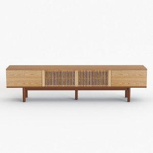 Luck Live 86.6" Solid Wood TV Stand, Media Console with Storage Space, Natural Color - 1 of 4