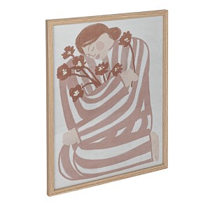 Storied Home Reclaimed Wood and Glass Wall Art with Woman and Flowers, Multicolor - 1 of 4