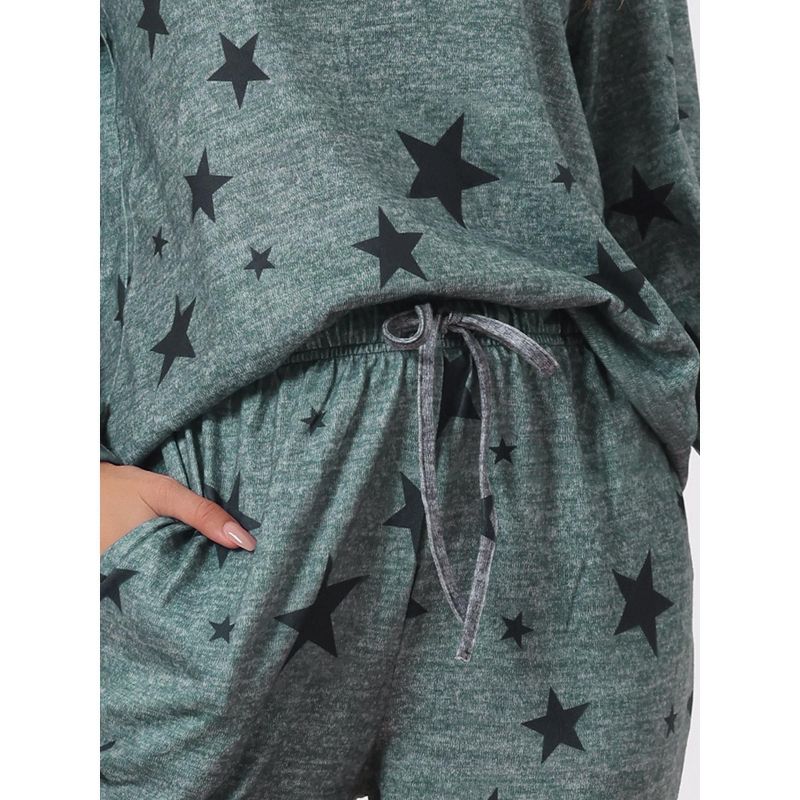 cheibear Women's Kint Long Sleeve Sleepshirt with Long Pants Printed Pattern 2 Pieces Pajama Sets, 4 of 6