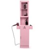 Sevobal Utility Storage Cabinets Stand Barber Station Hair Styling with Glass Door, 3-Tier Shelf, Drawer, Cabinet, Dryer Tool Holders for Salon, Pink, - 3 of 4