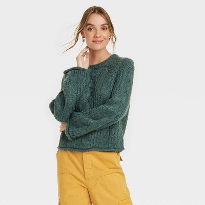 Women's Cable Knit Crewneck Pullover Sweater - Universal Thread™
