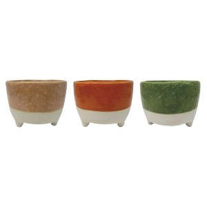 Transpac Stoneware Two-Tone Planter Set of 3 Spring Home Decorations - 1 of 1