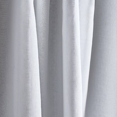 White Cotton Linen Blackout Curtain Panel Pair, 84"