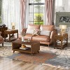 ORRD 41.5" Rectangular Wood Coffee Table with Solid Wood Legs, Walnut Center Table with Open Storage Shelf for Living Room, Easy Assembly - 2 of 4