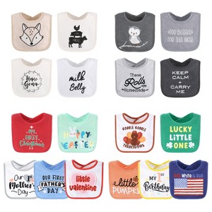 The Peanutshell Unisex Terry Bibs, 18 Pack for Feeding, Teething, or Drooling|Neutrals/Holiday - 1 of 4