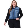 Agnes Orinda Women's Plus Size Trucker Zipper Front Sleeveless Sport Crop Denim Vests - 3 of 4